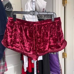 VS PINK burgundy velvet shorts